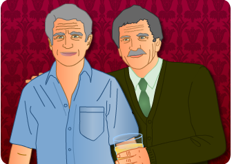 Alan in a pub with his brother
