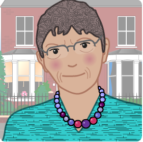 A picture of Annie Johnson outside a house