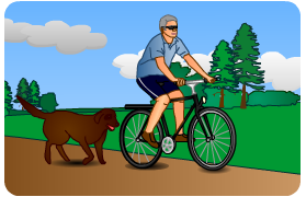Alan Ash riding a bicycle