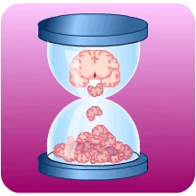 Egg timer with brains animating from top section to bottom