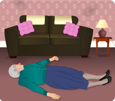 Jean lying on her livingroom floor