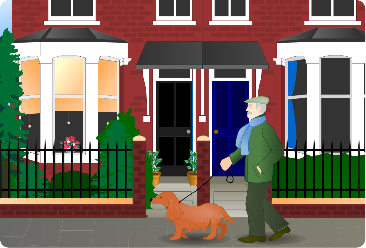 John walking his dog