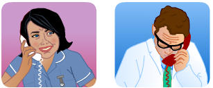 Nurse and doctor having a phone conversation