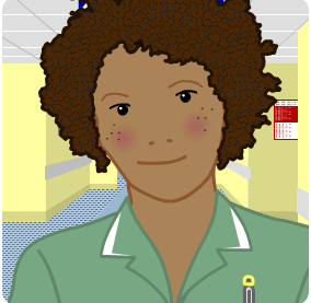 A nurse in a hospital ward