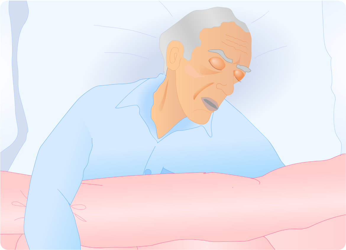 Mr Winters lying in bed