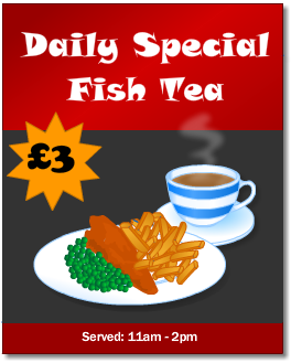 A picture of a 'Fish tea' special