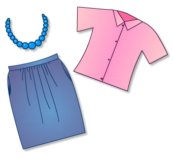 a selection of women's clothing and accessories