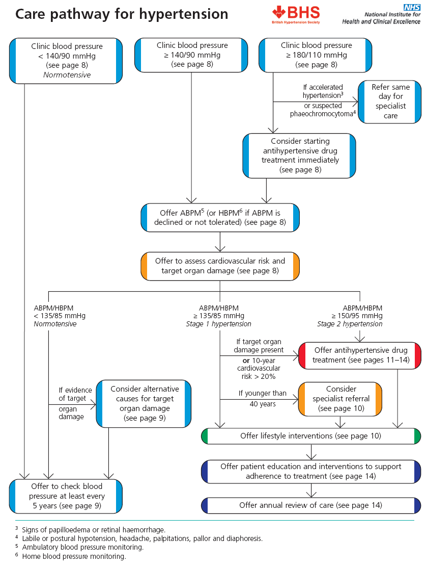 NICE/BHS care pathway for hypertension