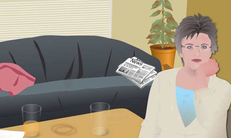 Sheila at home in her livingroom