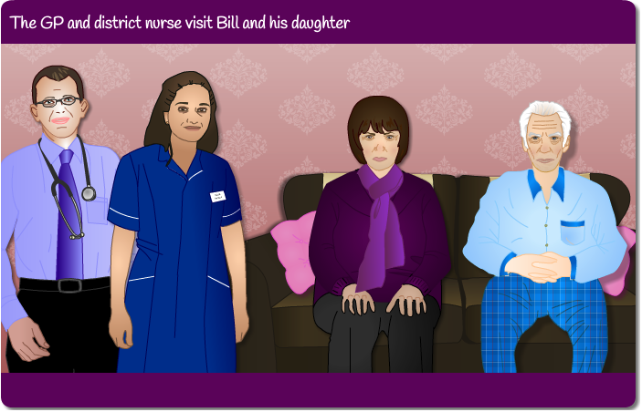 The GP and nurse visit Bill and his daughter