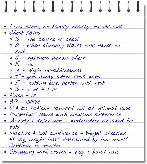 Jean's home visit notes