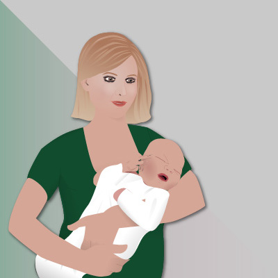 Kirsten with her new baby