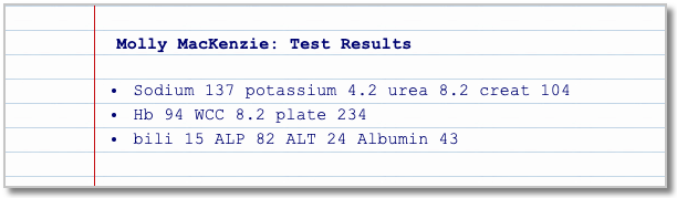Molly's test results