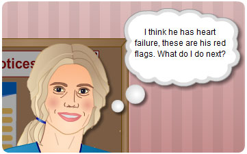 Practice nurse with thought bubble