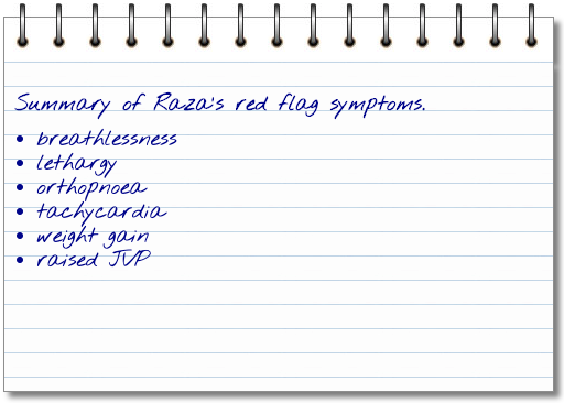Raza's red flag symptoms