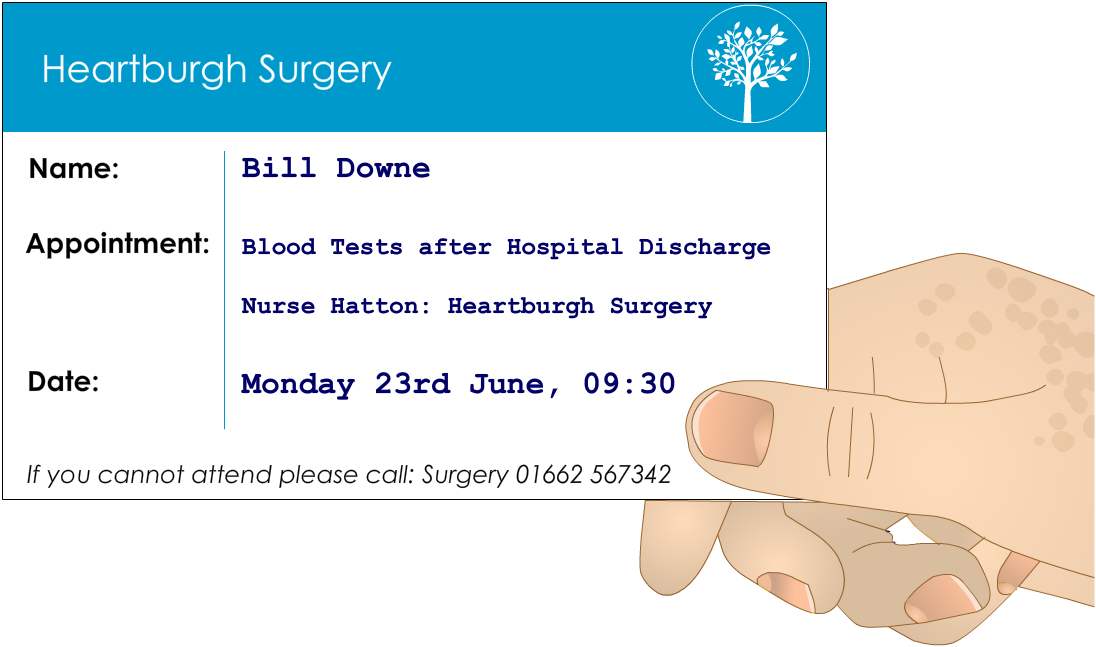 Bills surgery appointment card